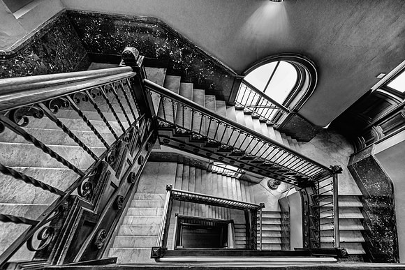 stairway, stair, case, black and white, archetecture