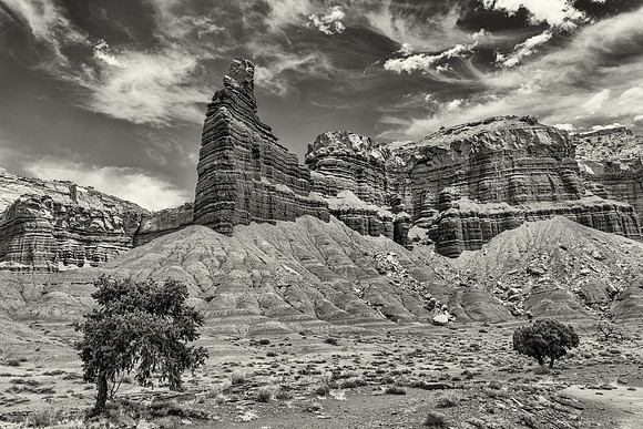 Chimney Rock @ Capital Reef sepia tone