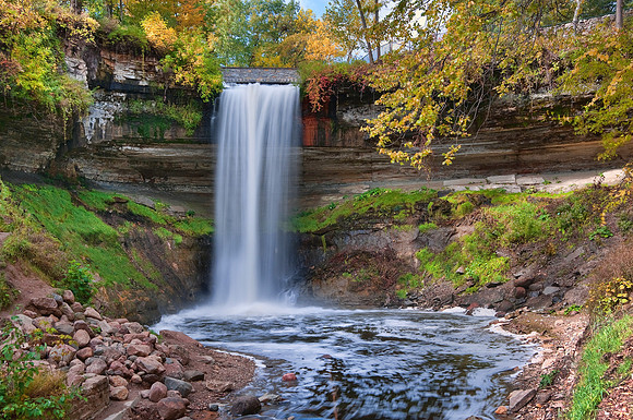minnehaha, falls, waterfall, park, cascade, water, fall