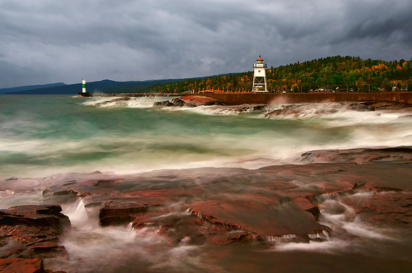 grtand marais, minnesota, north shore, lake superior, artists point, stormy, long exposure, print